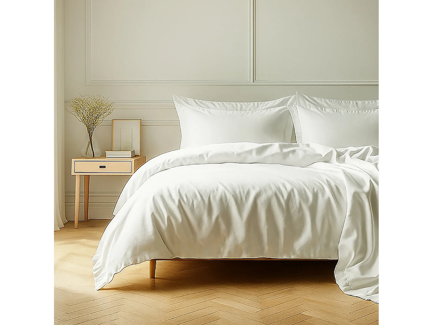 Parure Housse De Couette 100% Coton Blanc