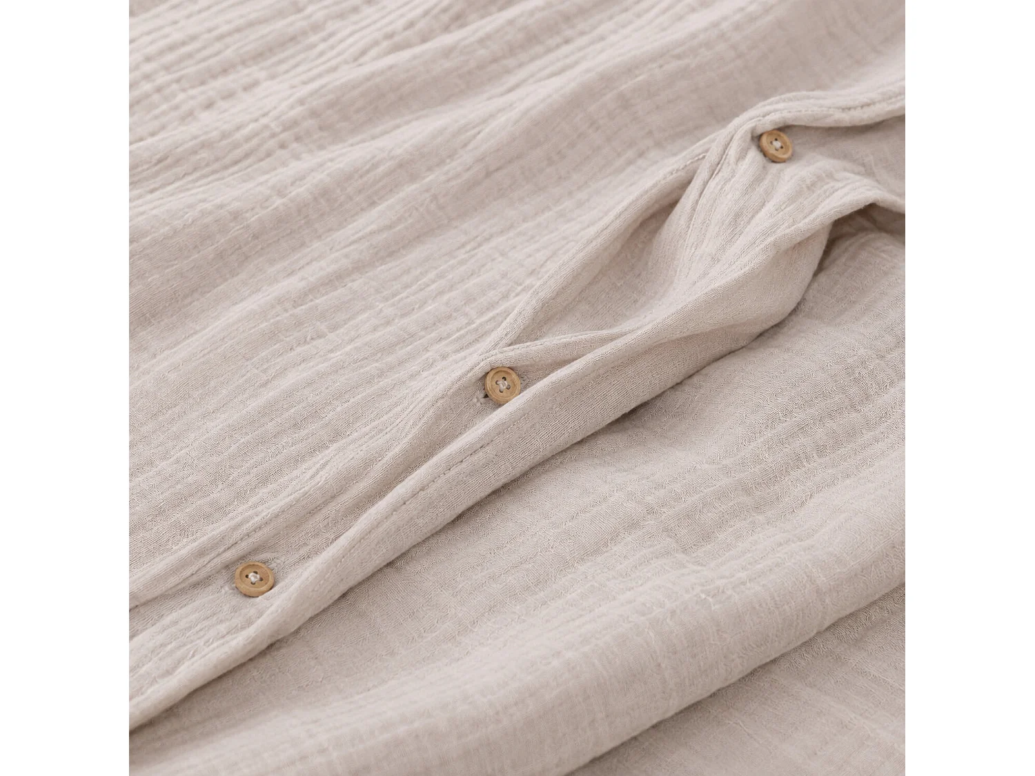 Parure Housse De Couette 100% Gaze De Coton Ecru Naturel