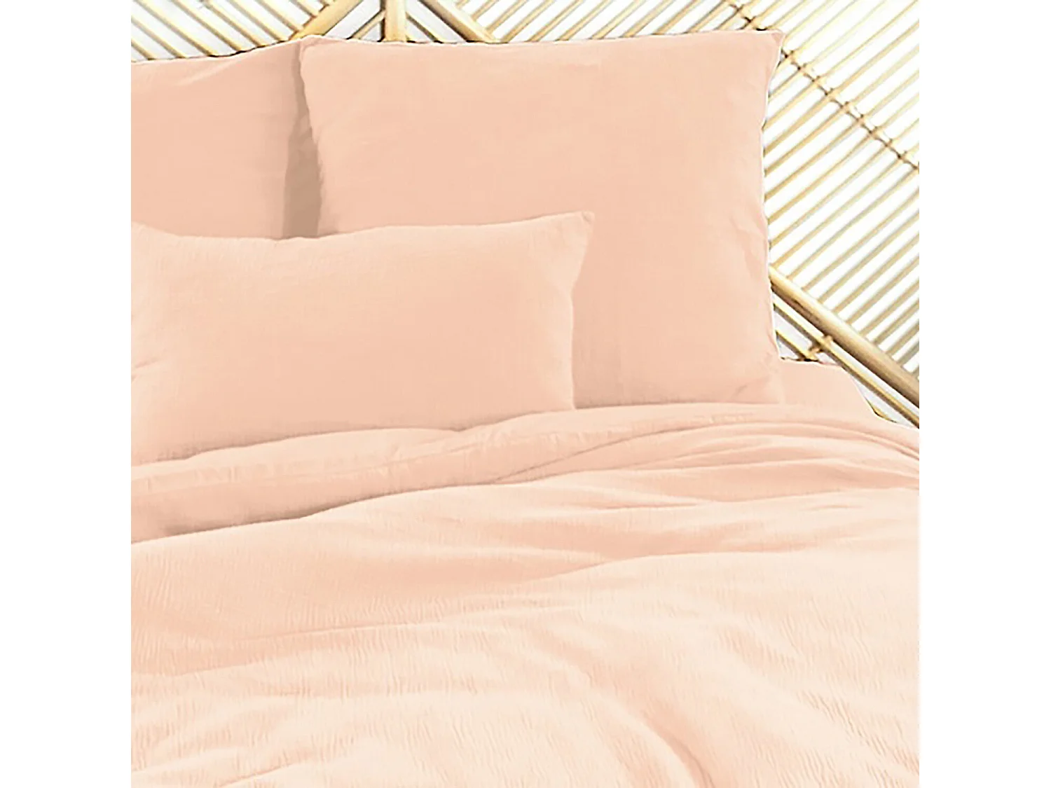 Parure Housse De Couette 3Pcs 100% Gaze De Coton 57 Fils - Pêche