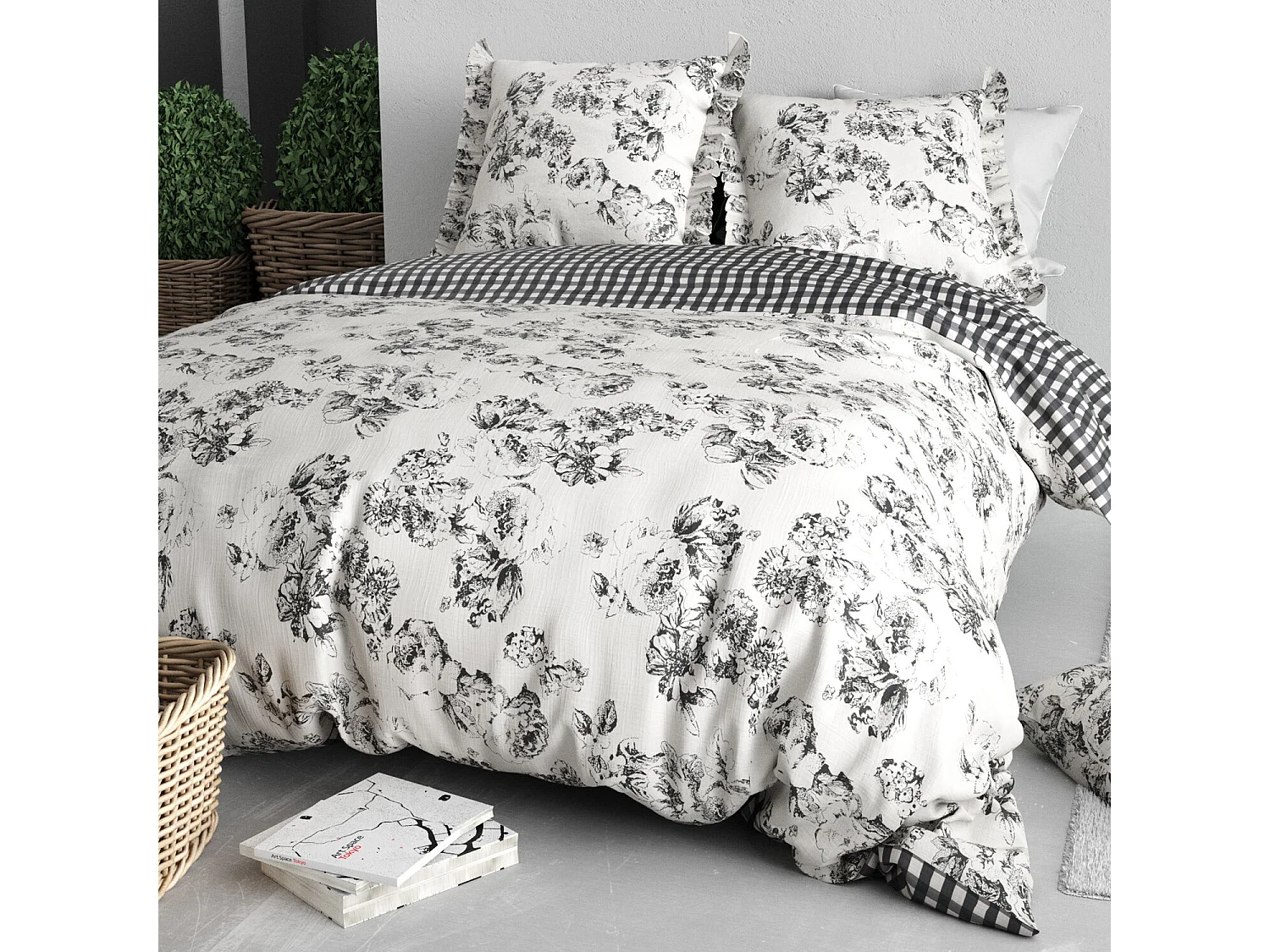 Parure housse de couette ornella coton imprimée