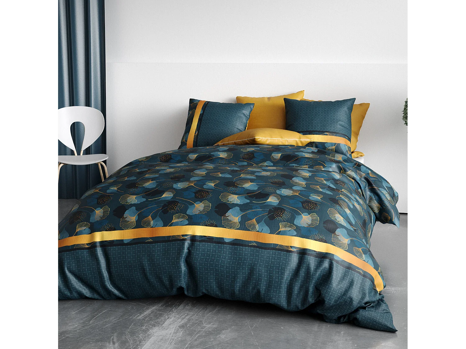 Parure Housse De Couette  Ginko 100% Coton Imprimée