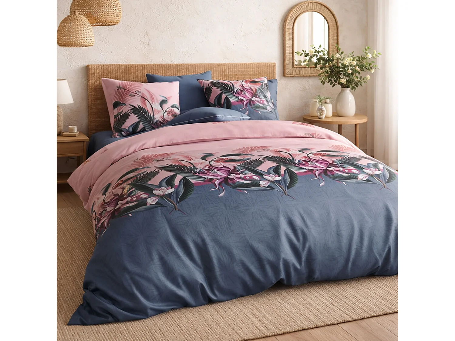 Parure Housse De Couette Flora Coton 57 Fils