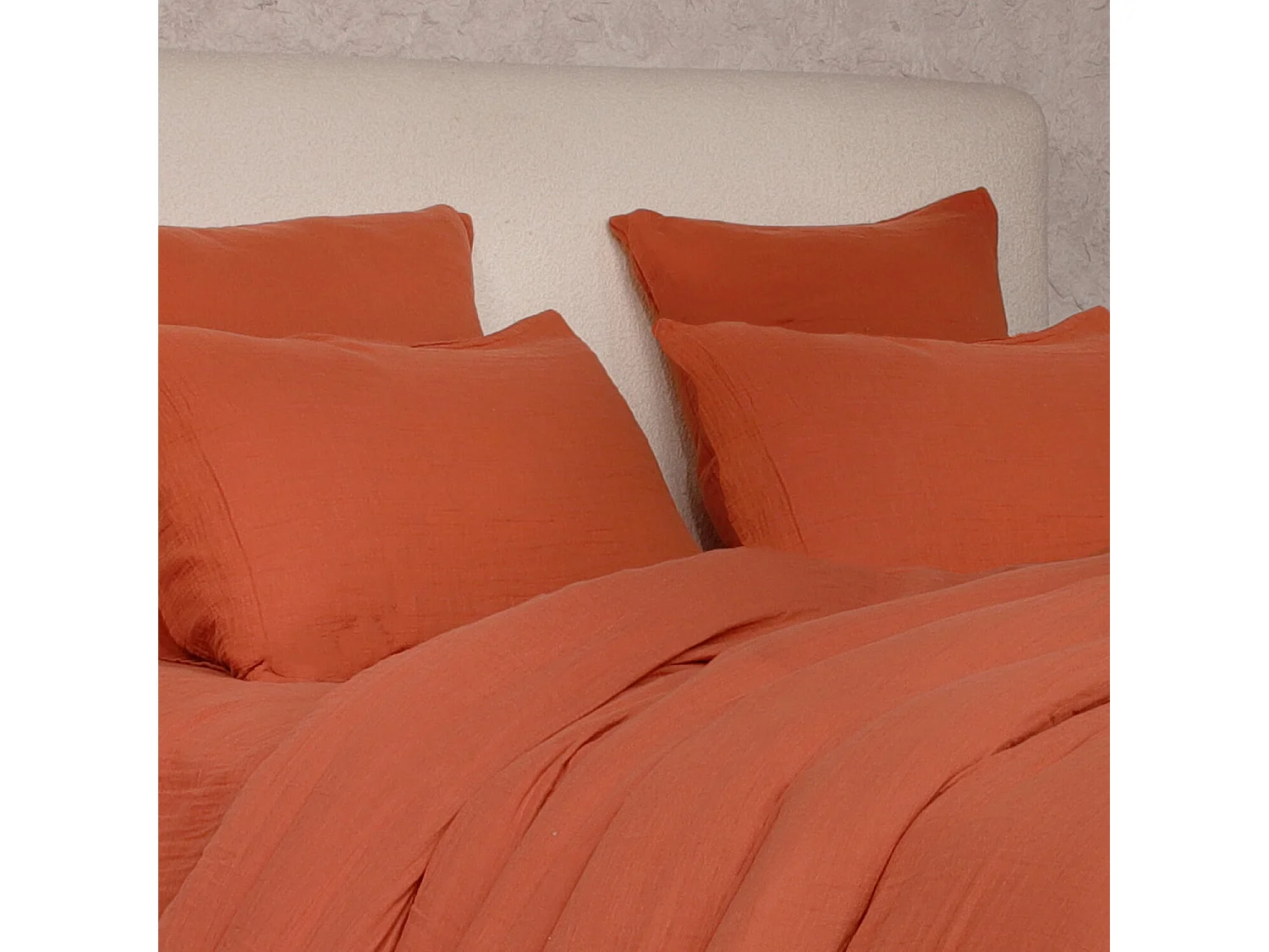 Parure Housse De Couette 100% Gaze De Coton Safran Mineral
