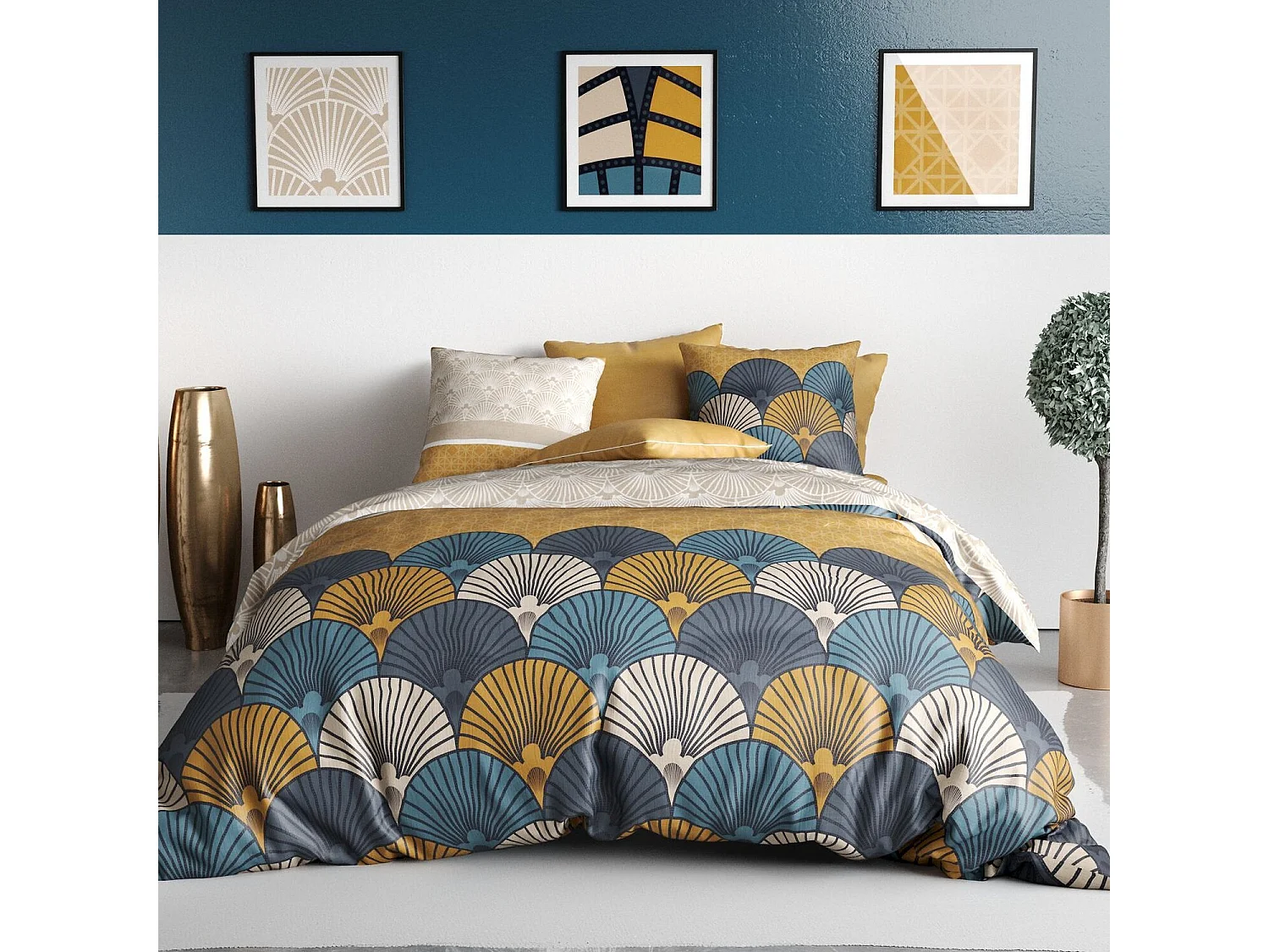 Parure housse de couette maka coton imprimée