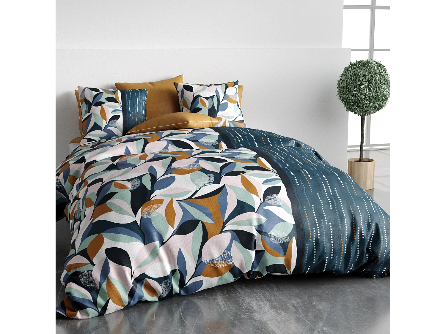 Parure Housse De Couette  Floris 100% Coton Imprimée
