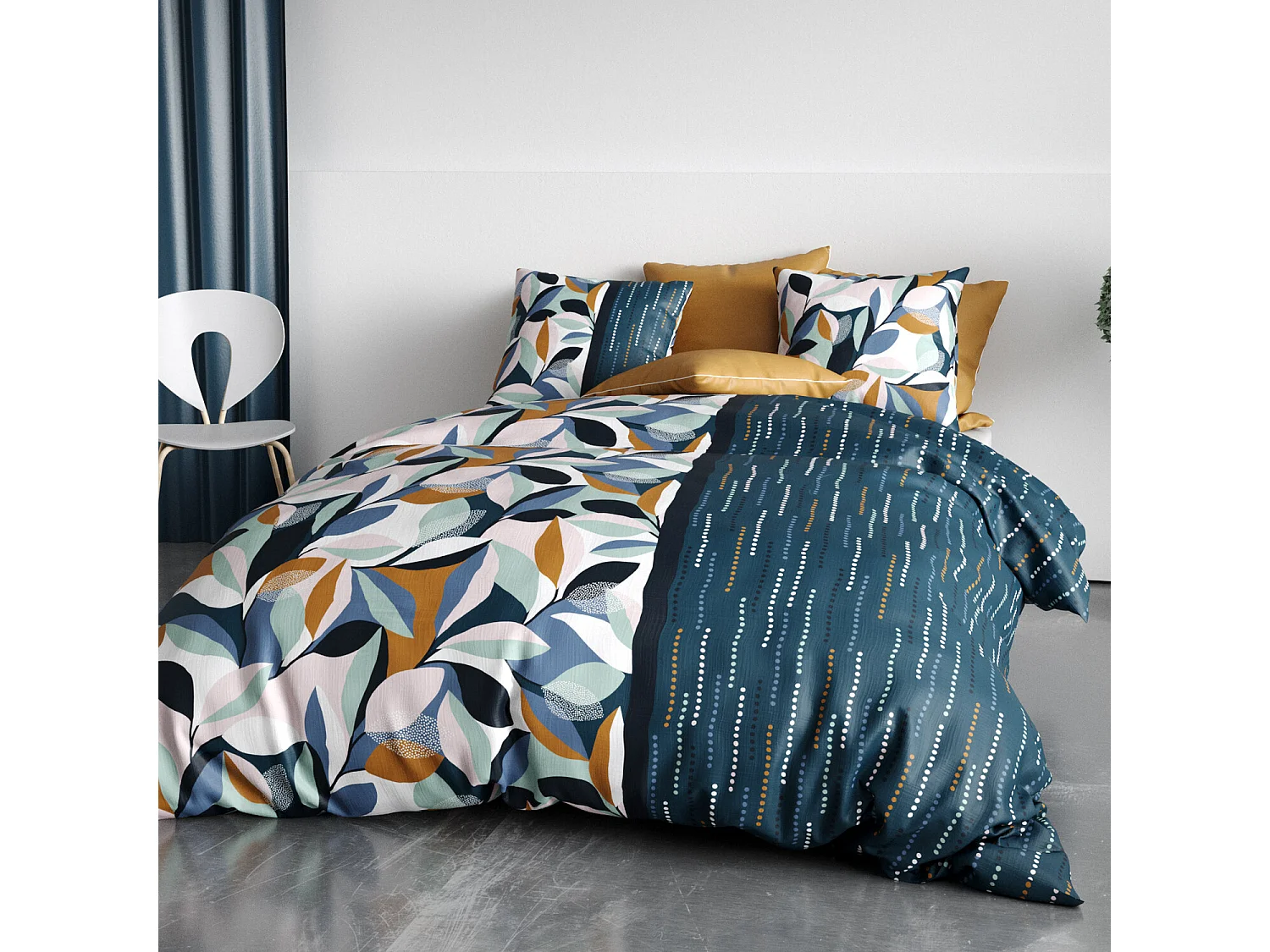Parure Housse De Couette  Floris 100% Coton Imprimée