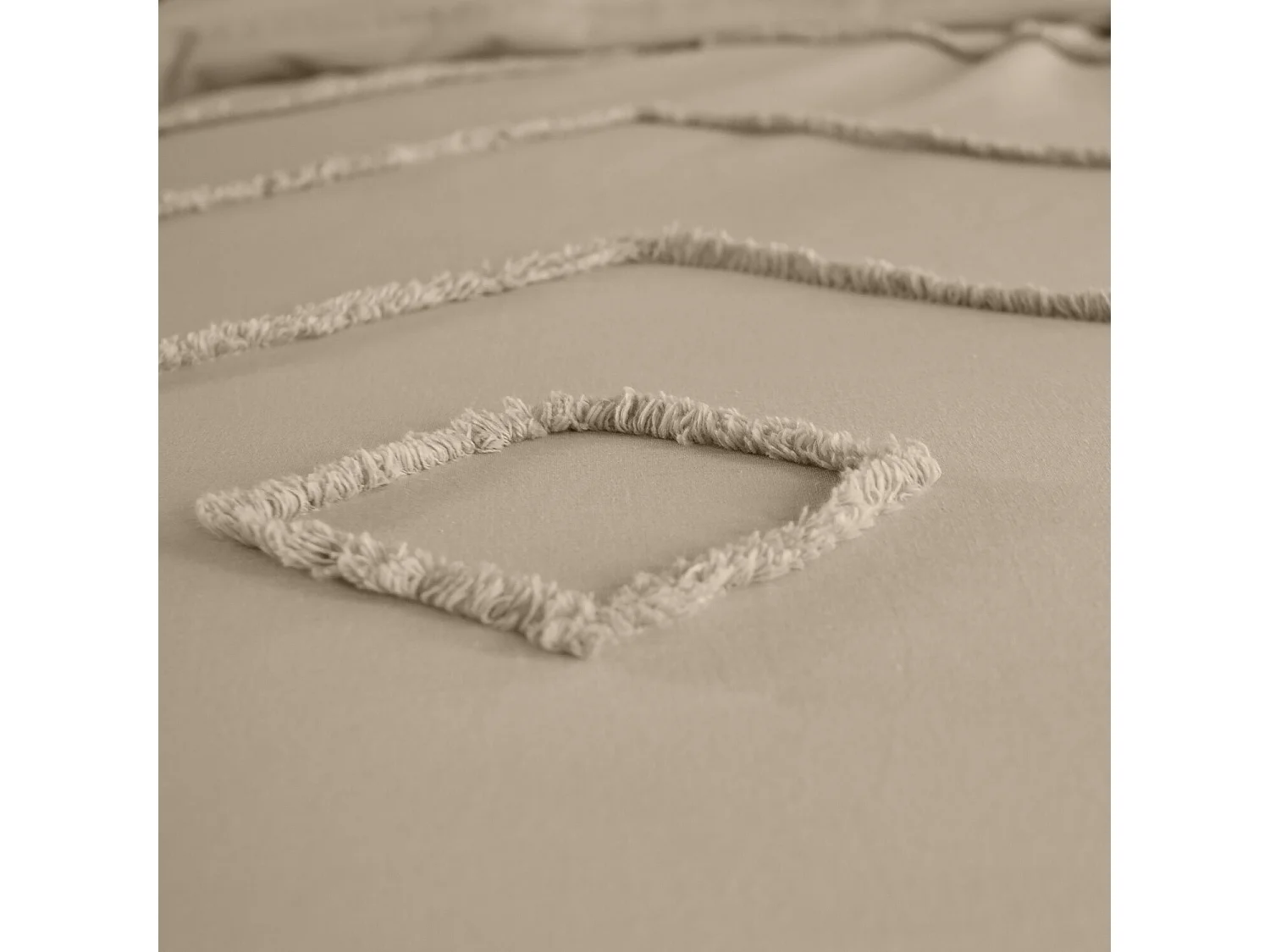 Parure De Couette 3pcs 260x240cm finitions Tuftées en Coton Lave 52fils/cm2 - AKOE