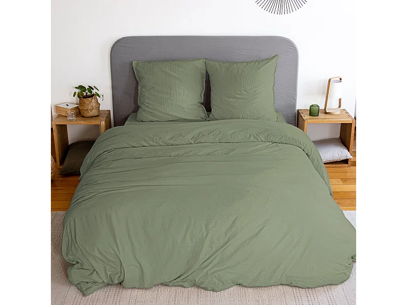 Parure Housse De Couette 100% Polyester Vert Olive