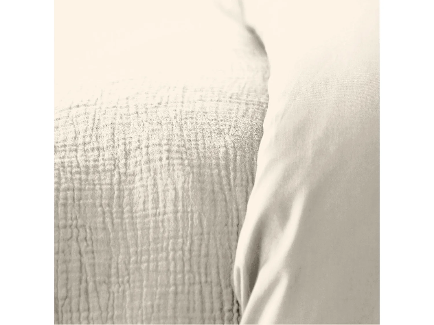 Parure housse de couette 100% gaze de coton galet