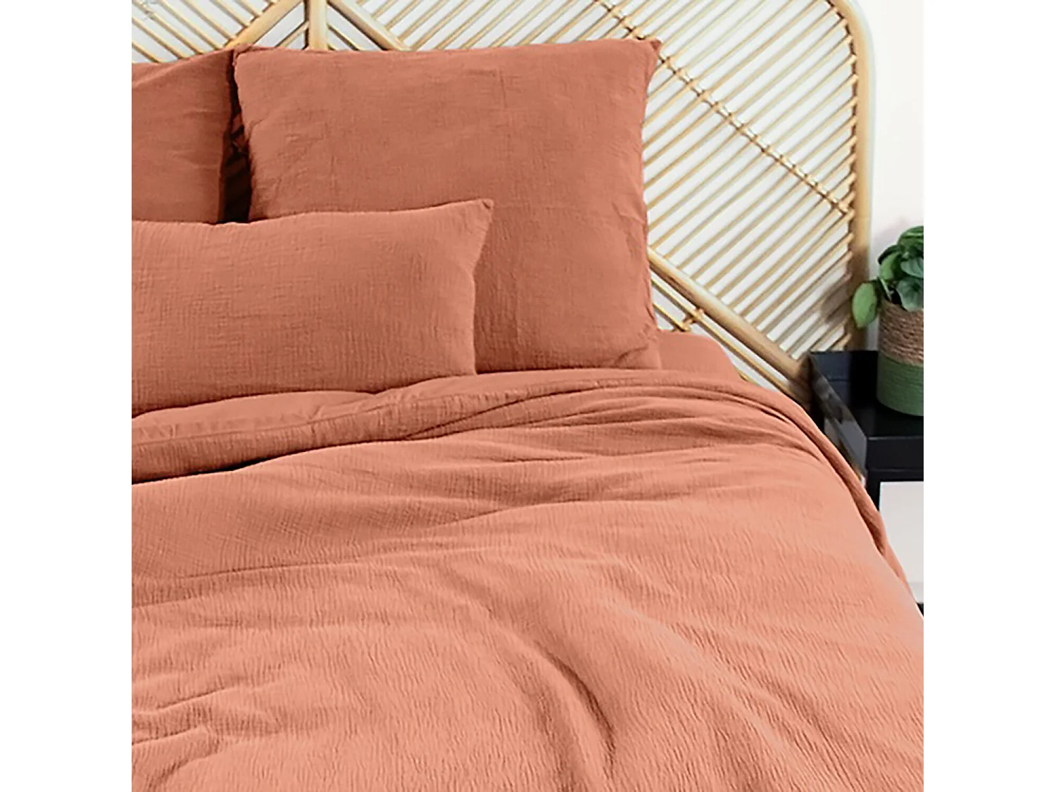 Parure housse de couette 100% gaze de coton galet