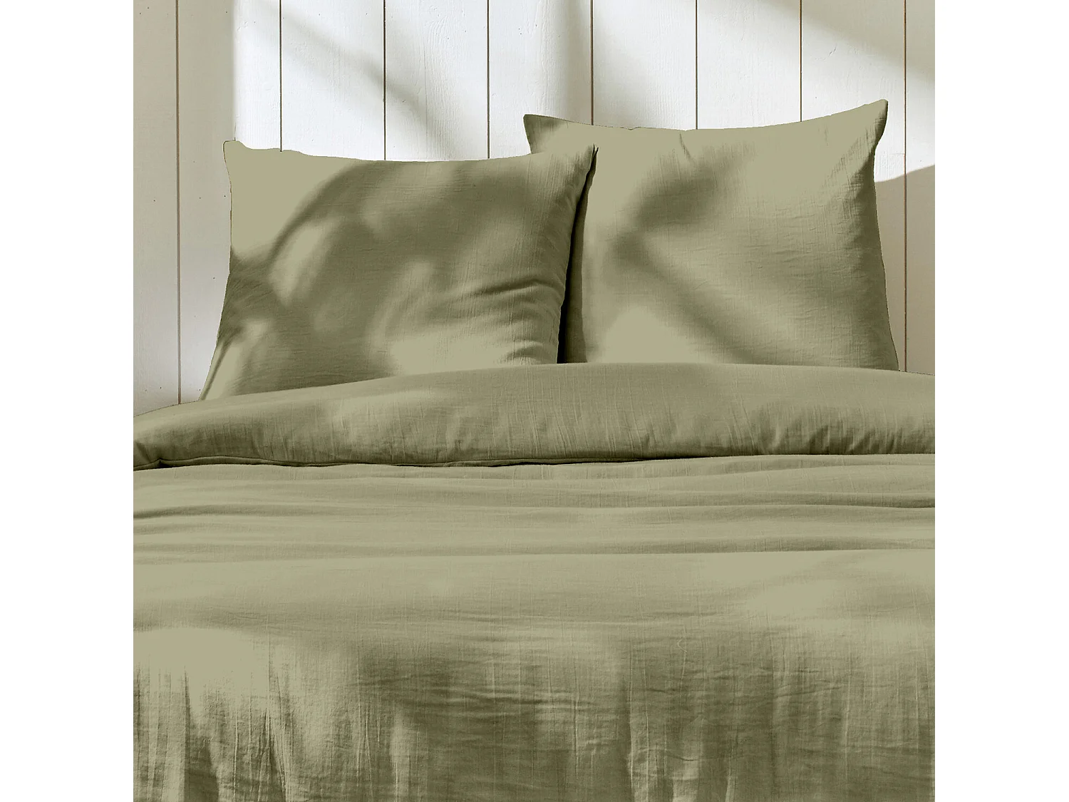 Parure housse de couette gaze de coton Vert De Gris