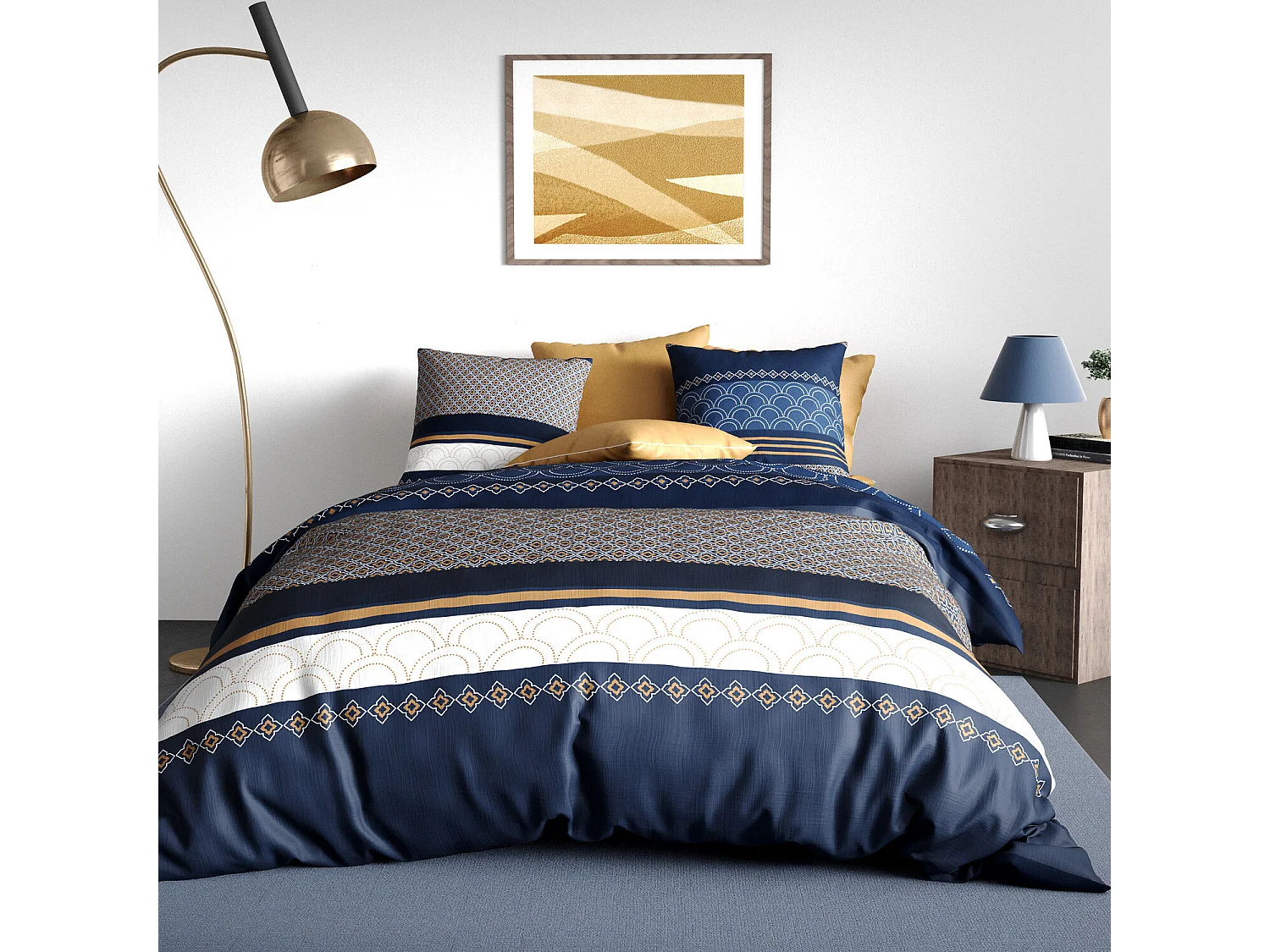 Parure housse de couette kalypso coton imprimée