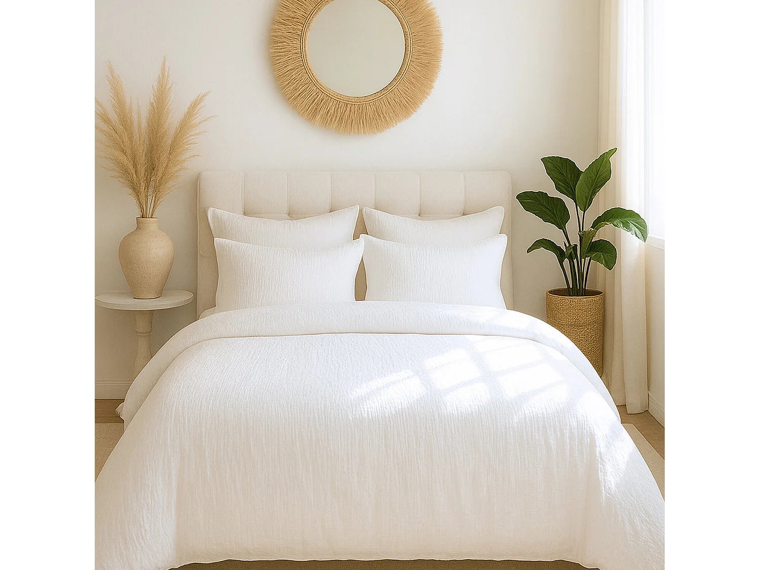 Parure Housse De Couette Gaze De Microfibre Blanc