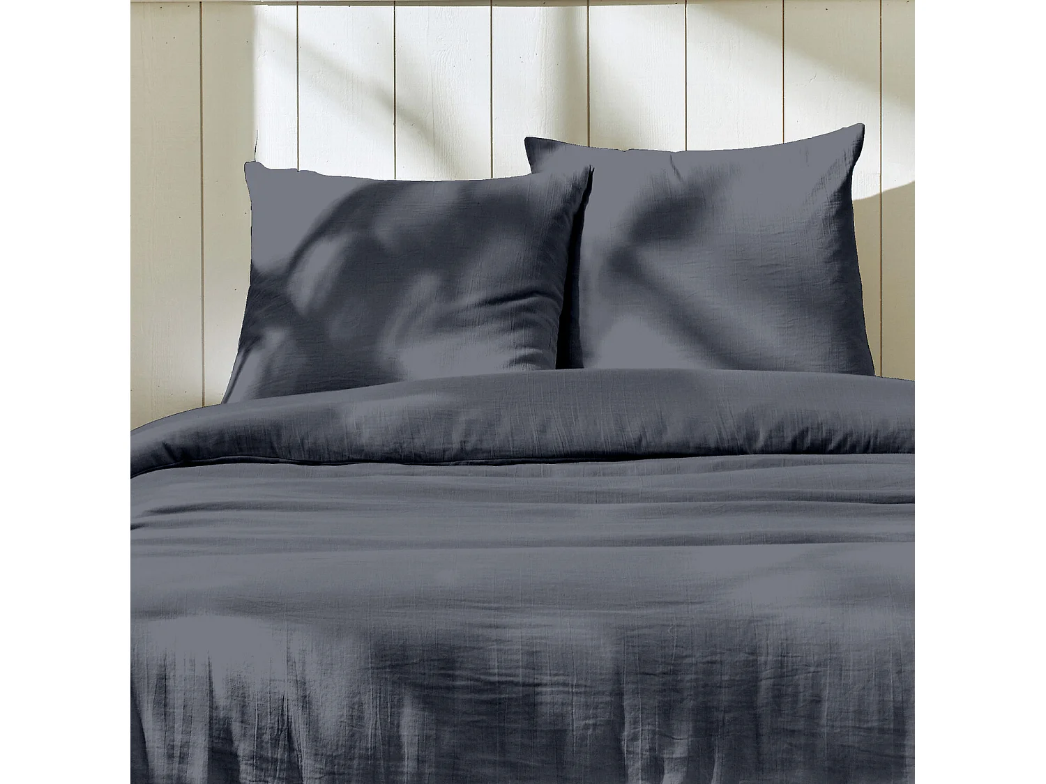 Parure housse de couette gaze de coton Bleu Jean