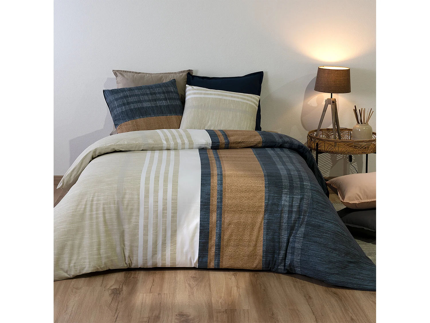 Parure housse de couette romane coton percale imprimée