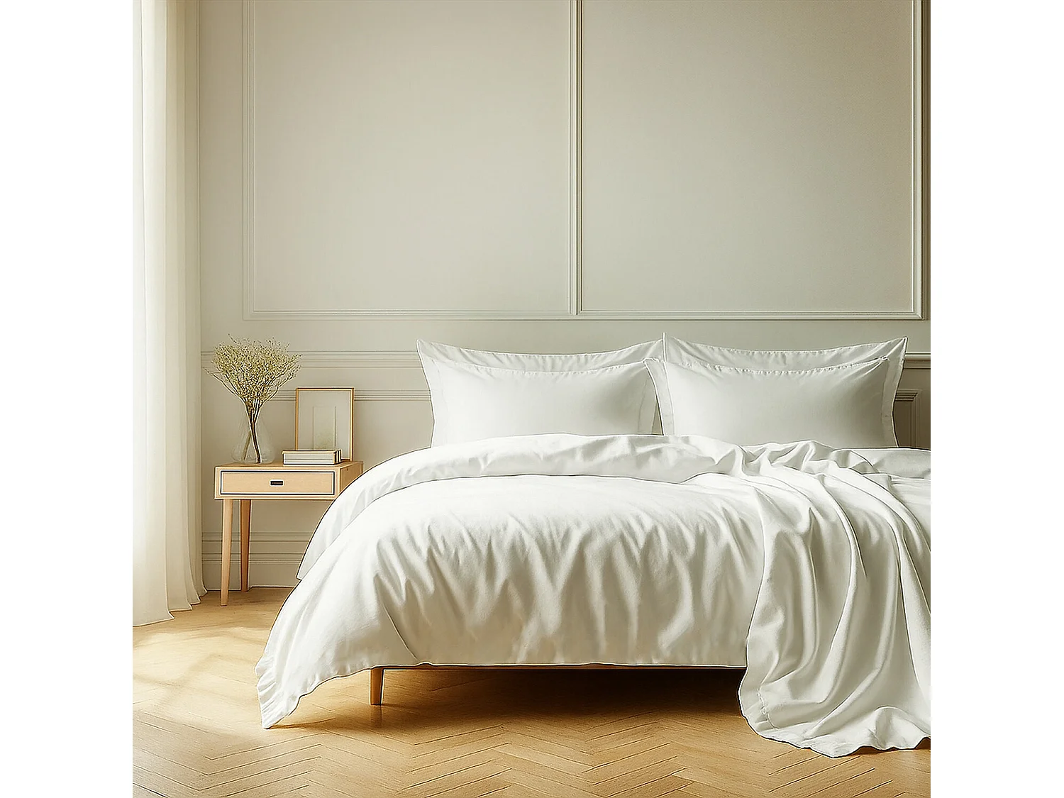 Parure Housse De Couette 100% Coton Blanc