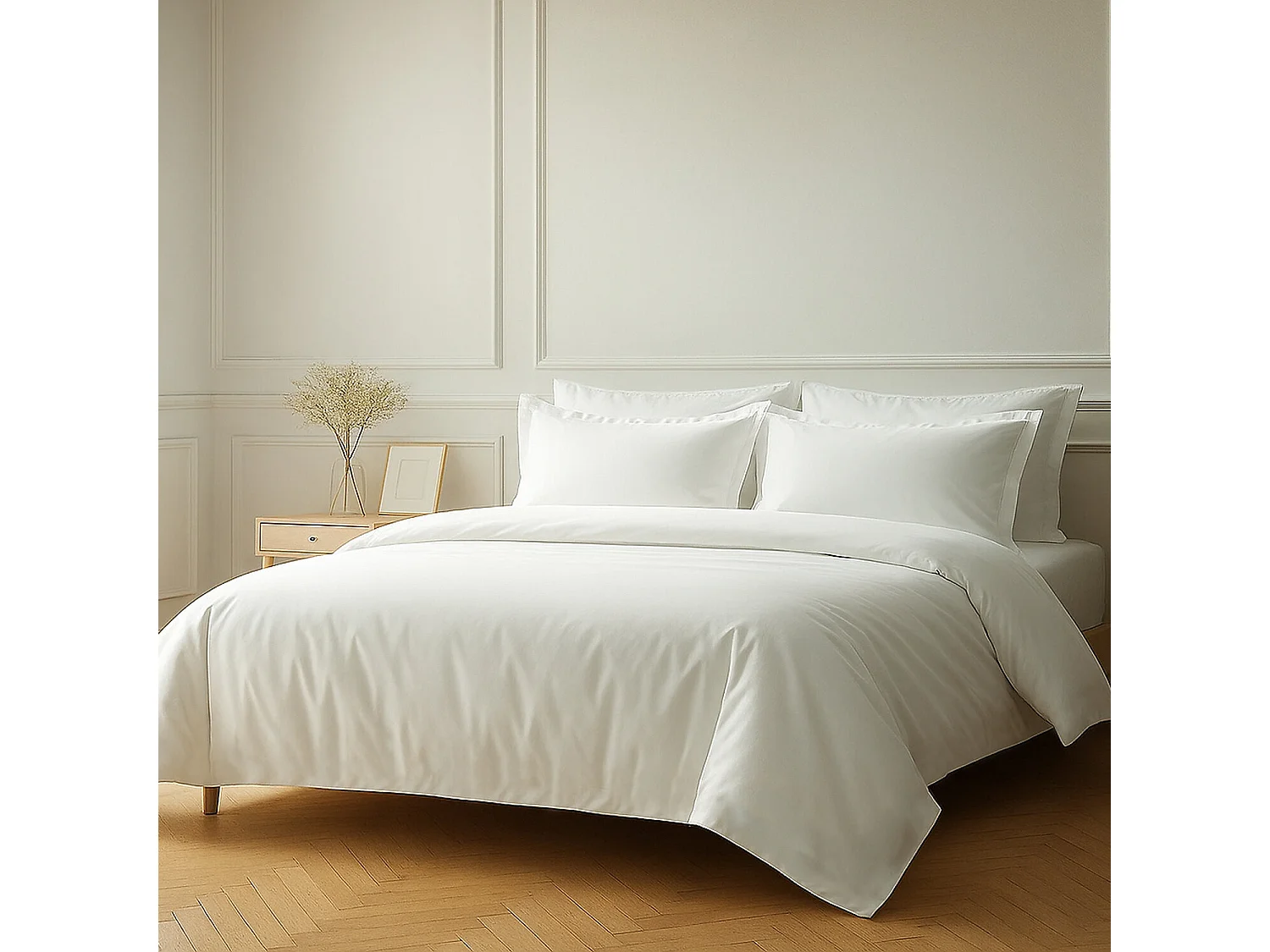 Parure Housse De Couette 100% Coton Blanc