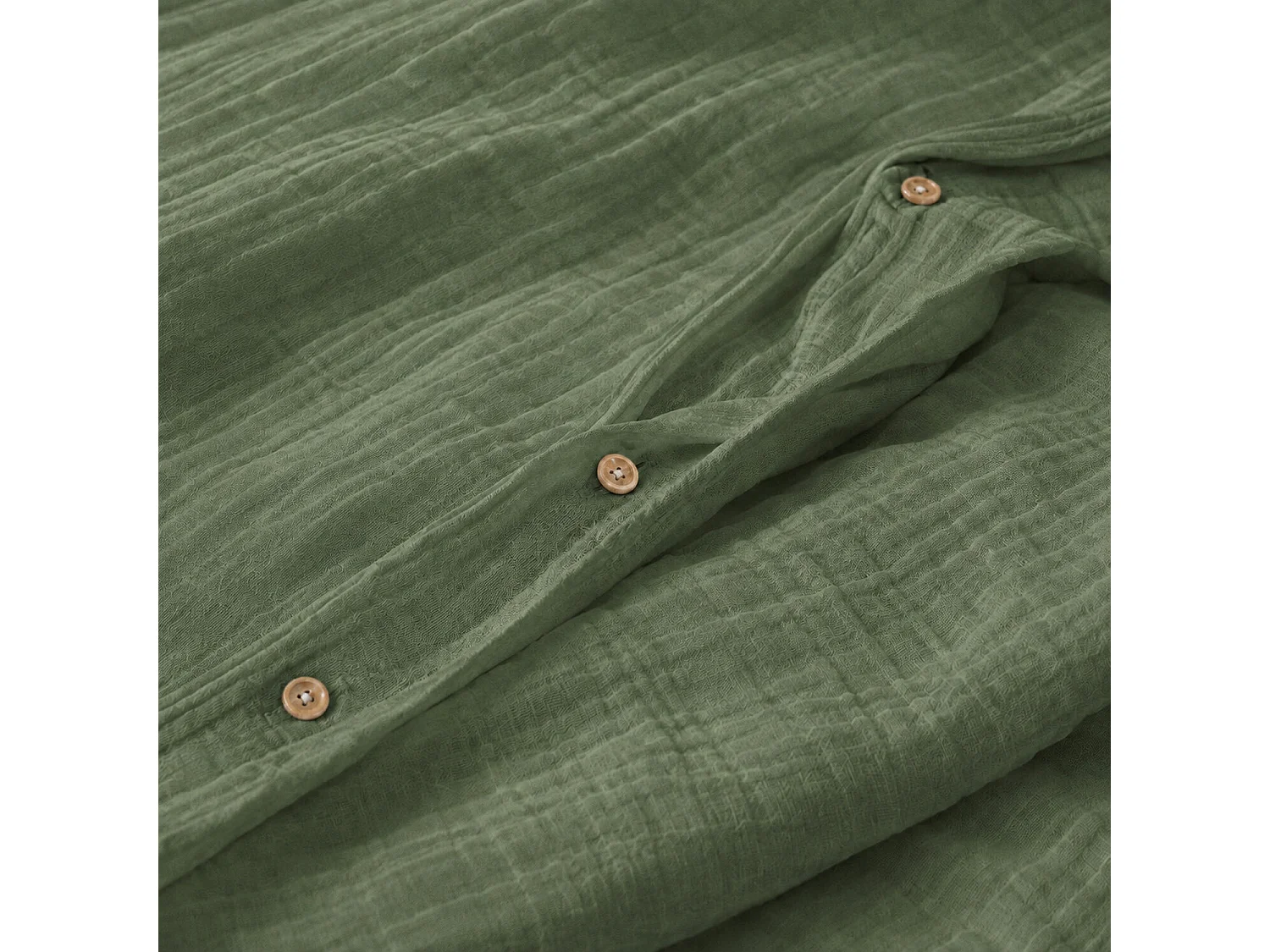 Parure Housse De Couette 100% Gaze De Coton Vert Cèdre