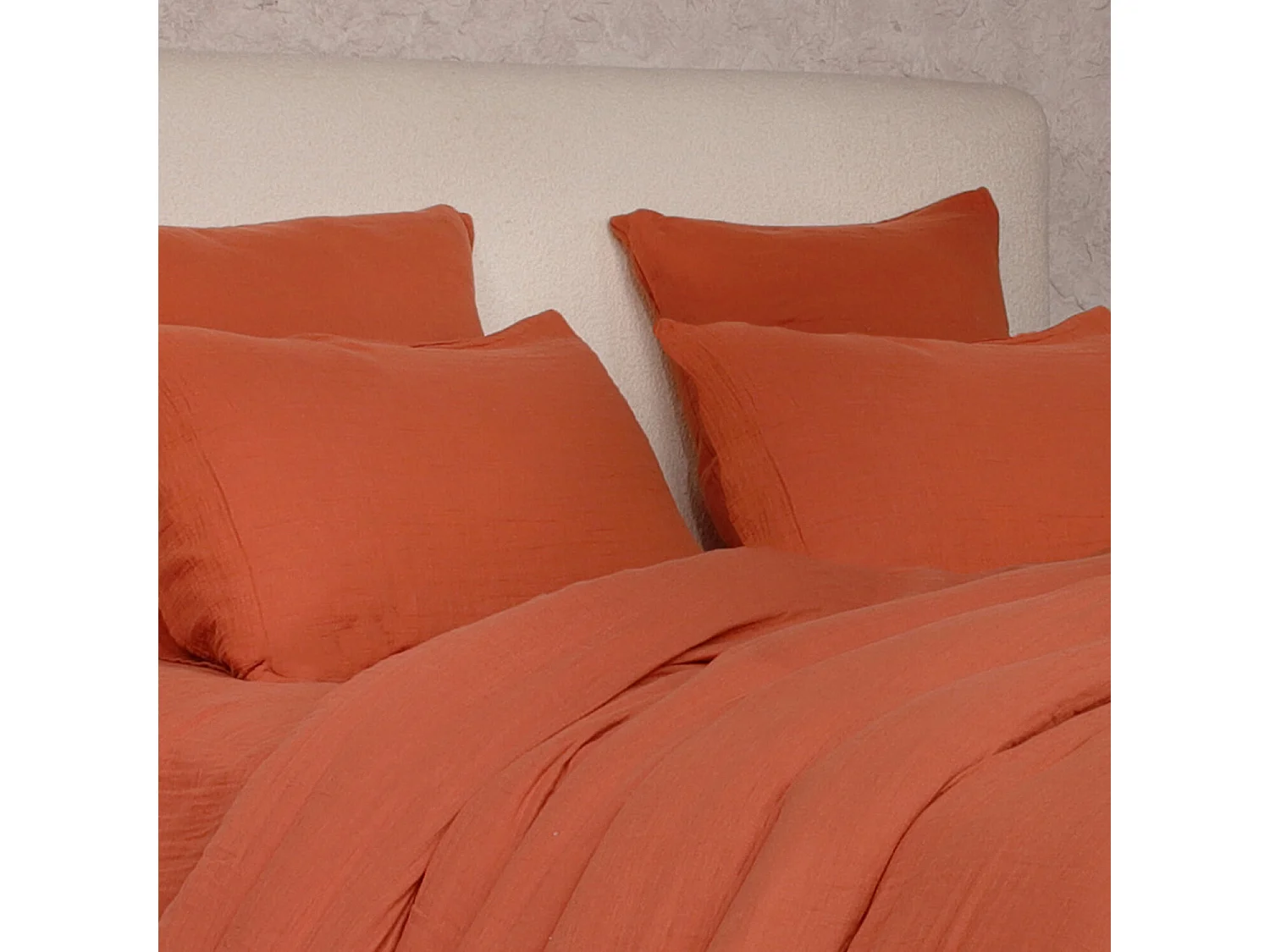 Parure Housse De Couette 100% Gaze De Coton Safran