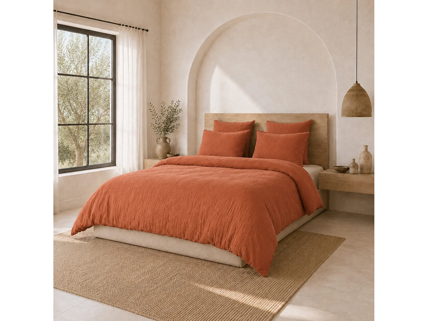 Parure Housse De Couette 100% Gaze De Coton Safran