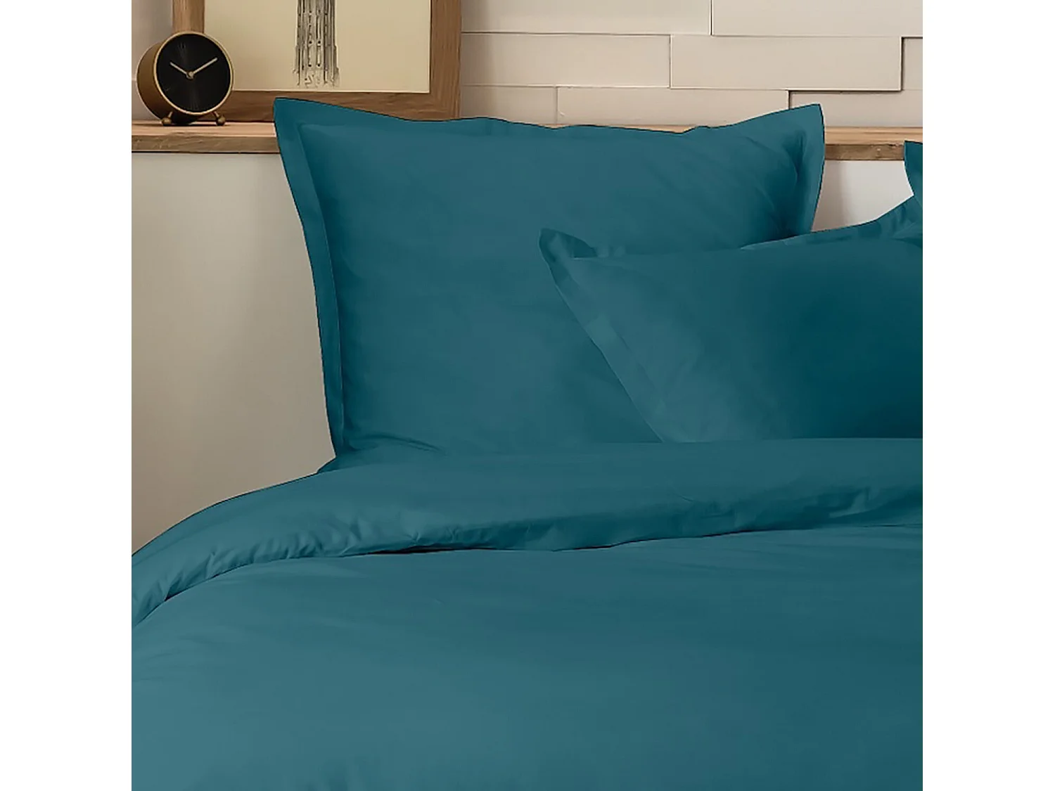 Parure housse de couette 100% percale de coton emeraude
