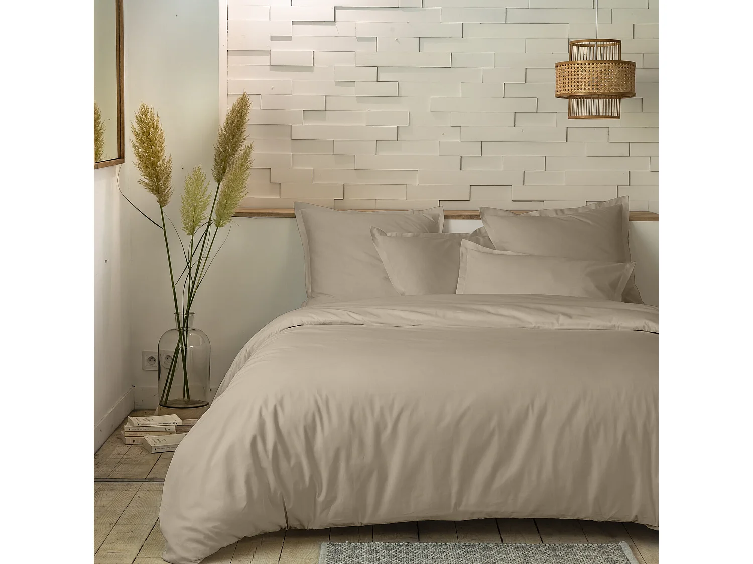 Parure Housse De Couette 100% Percale De Coton Lin