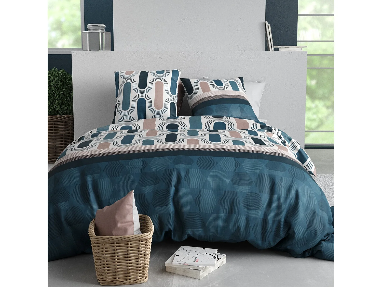 Parure housse de couette mistri coton imprimée