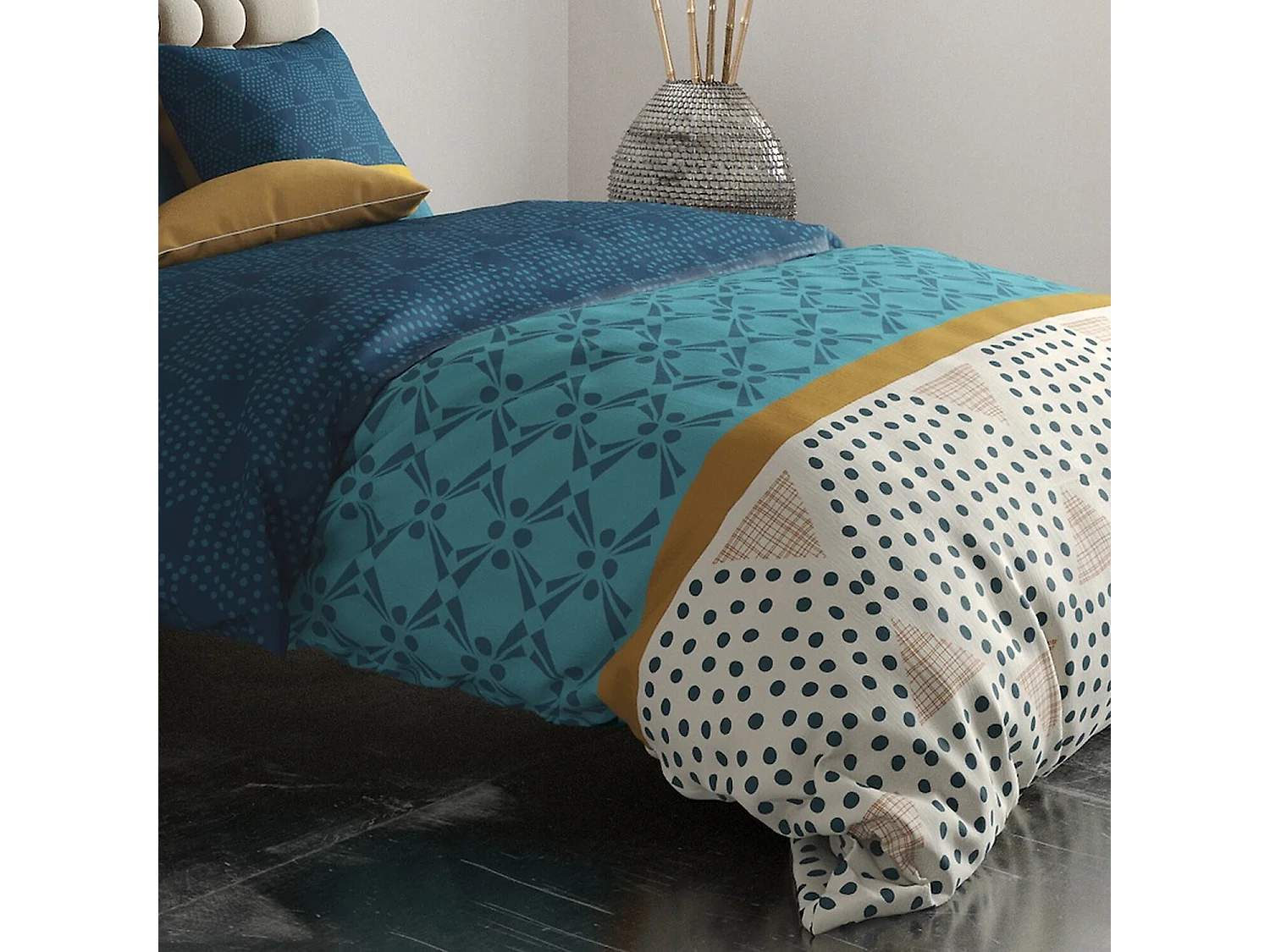 Parure Housse De Couette Oda 100% Coton Imprimée