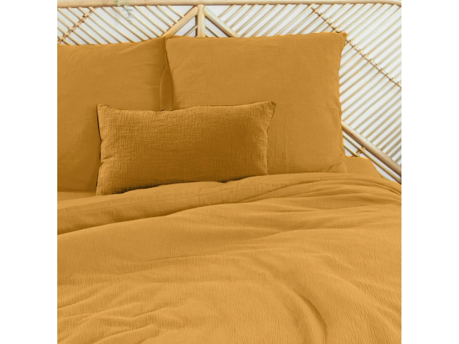 Parure housse de couette 100% gaze de coton miel
