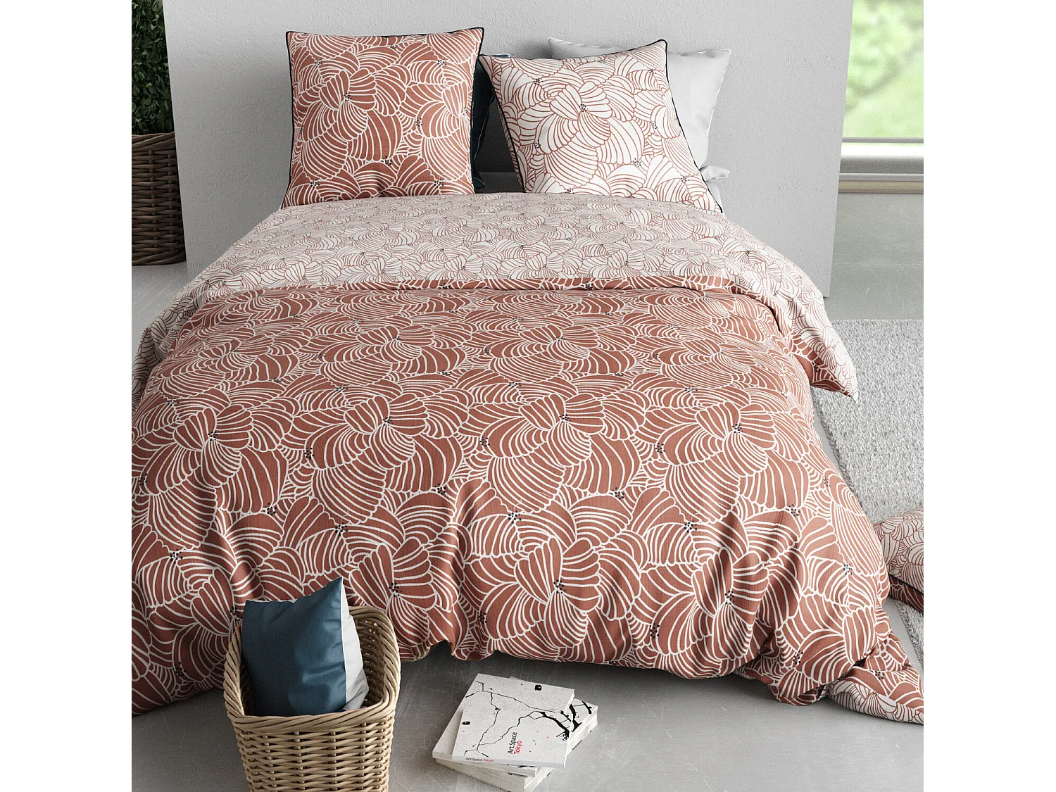 Parure Housse De Couette  Mimosa 100% Coton Imprimée