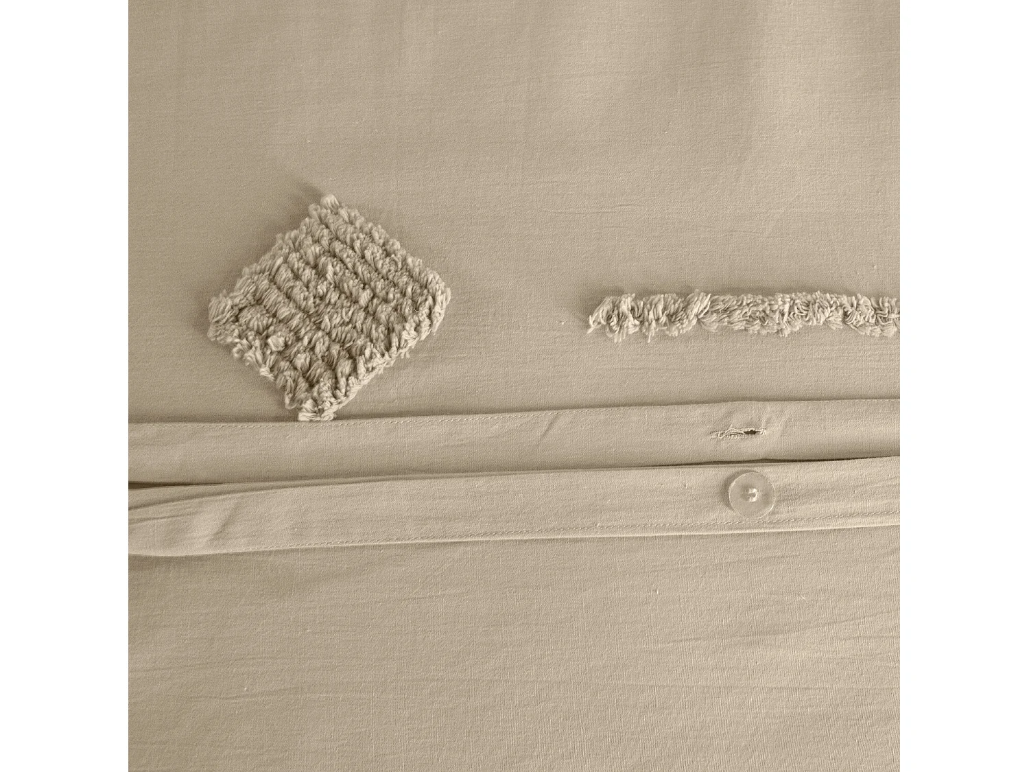 Parure De Couette 3pcs 240x220cm finitions Tuftées en Coton Lave 52fils/cm2 - AKOE