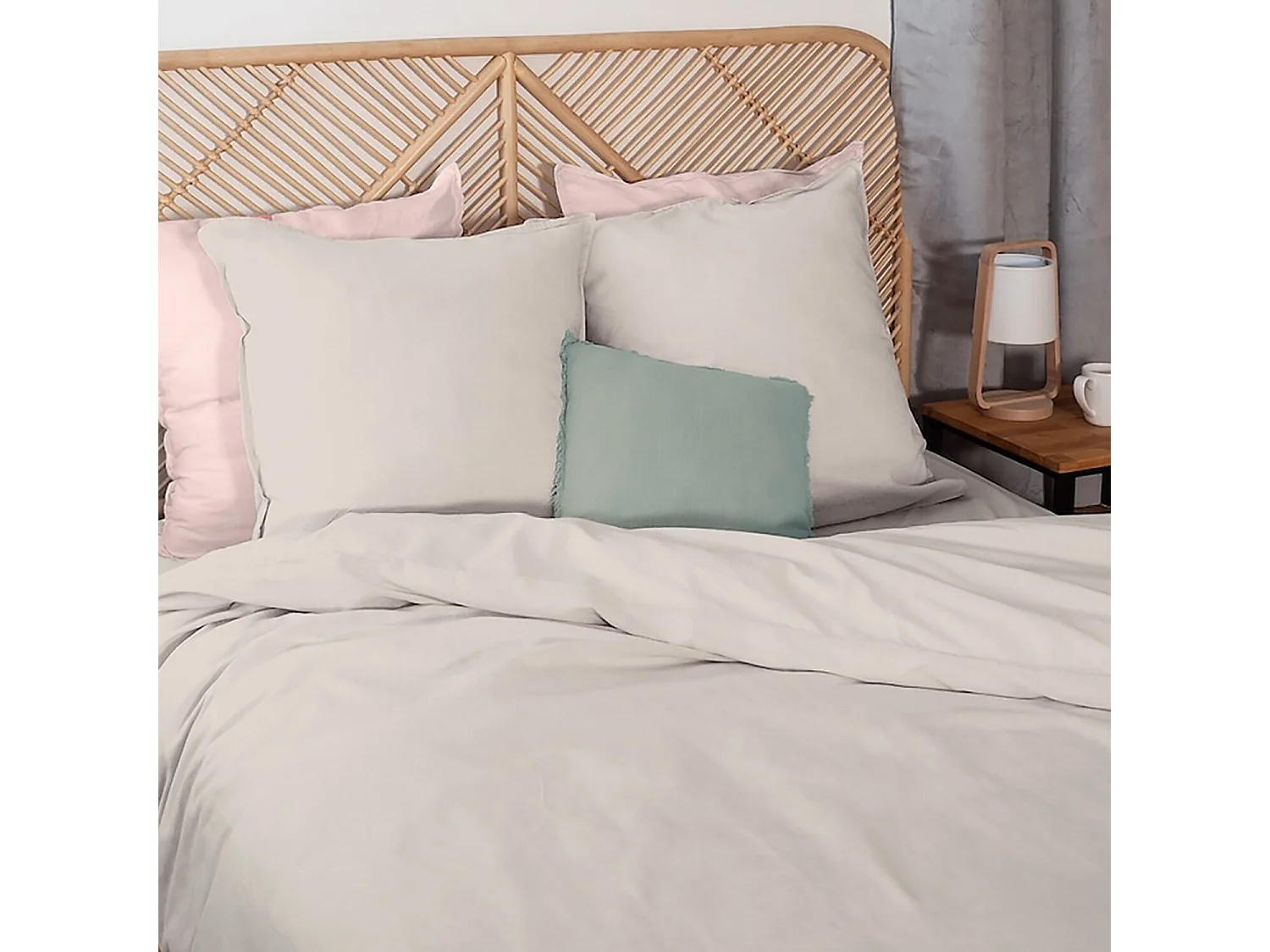 Parure housse de couette 100% coton/lin multicolore