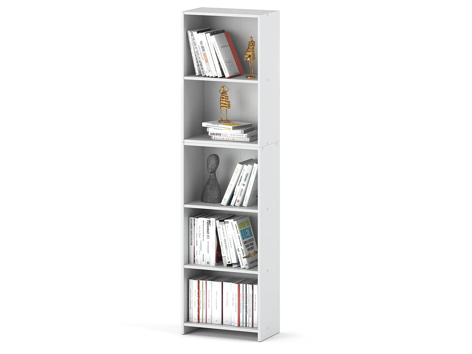 Étagère à livres Blanche 50x30x189cm avec 5 étagères – Meuble de rangement pour classeurs et dossiers