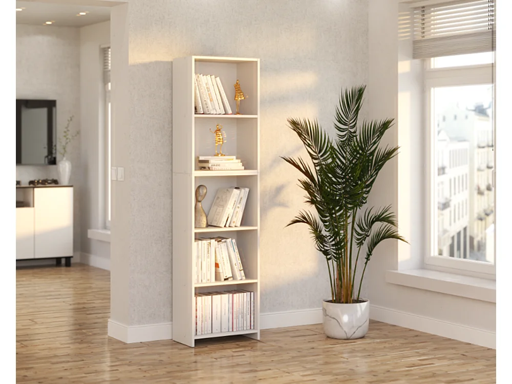 Étagère à livres Blanche 50x30x189cm avec 5 étagères – Meuble de rangement pour classeurs et dossiers