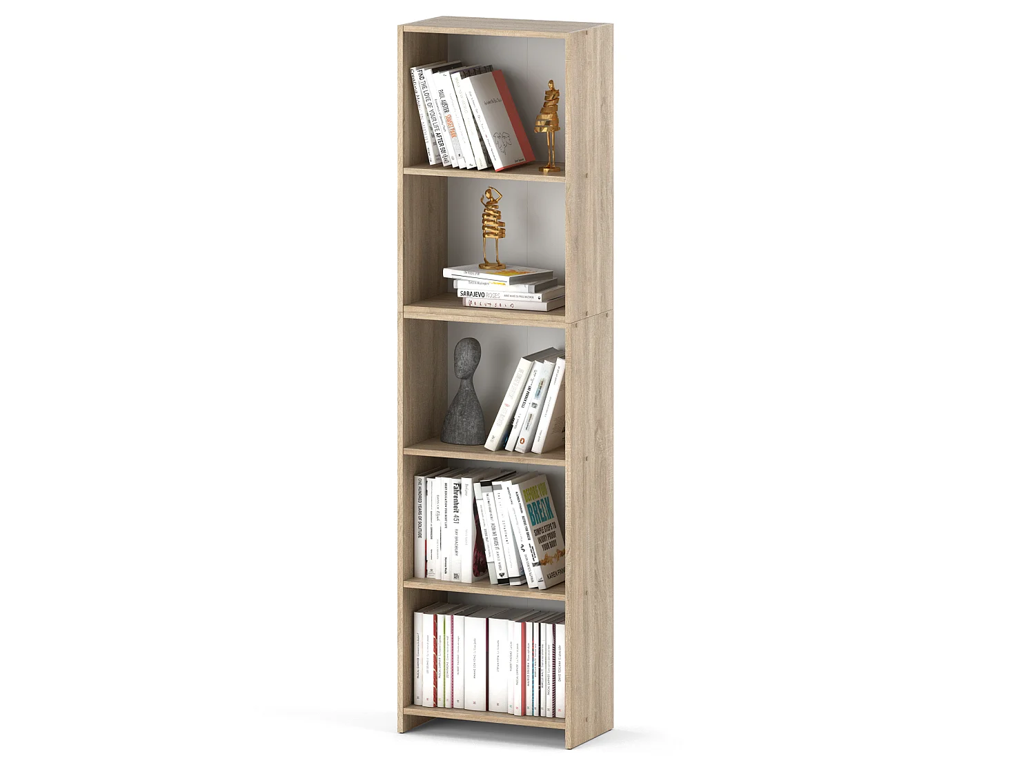 Étagère à livres Chêne  Sonoma 50x30x189cm avec 5 étagères – Meuble de rangement pour classeurs et dossiers