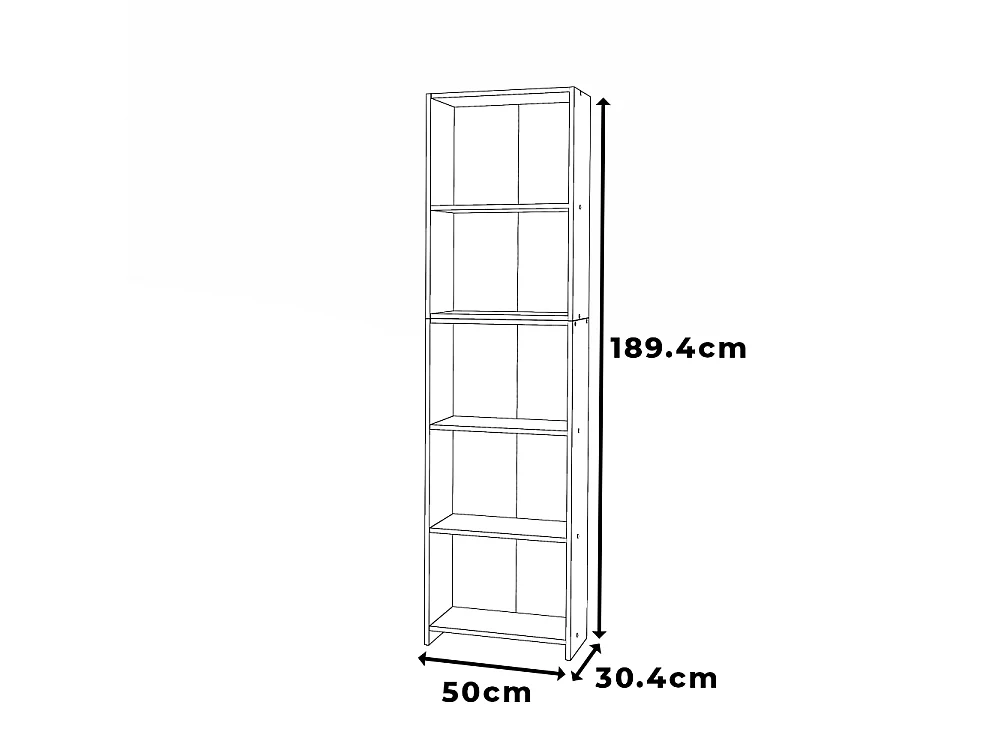Étagère à livres Chêne  Sonoma 50x30x189cm avec 5 étagères – Meuble de rangement pour classeurs et dossiers