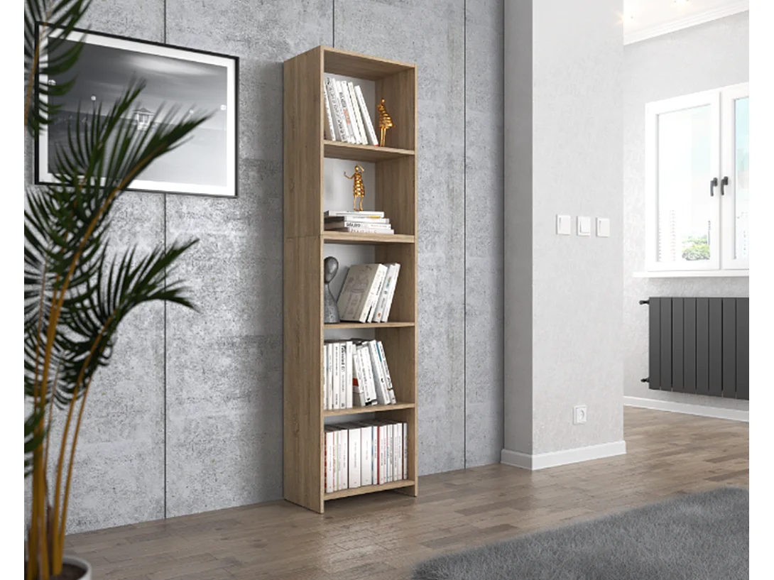 Étagère à livres Chêne  Sonoma 50x30x189cm avec 5 étagères – Meuble de rangement pour classeurs et dossiers