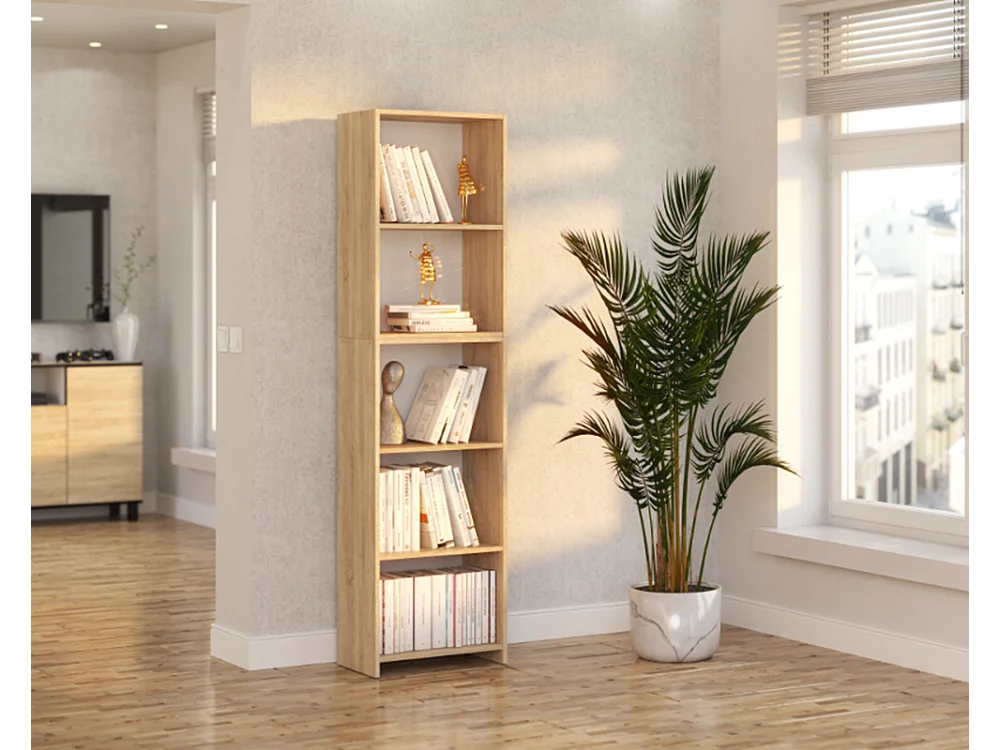Étagère à livres Chêne  Sonoma 50x30x189cm avec 5 étagères – Meuble de rangement pour classeurs et dossiers
