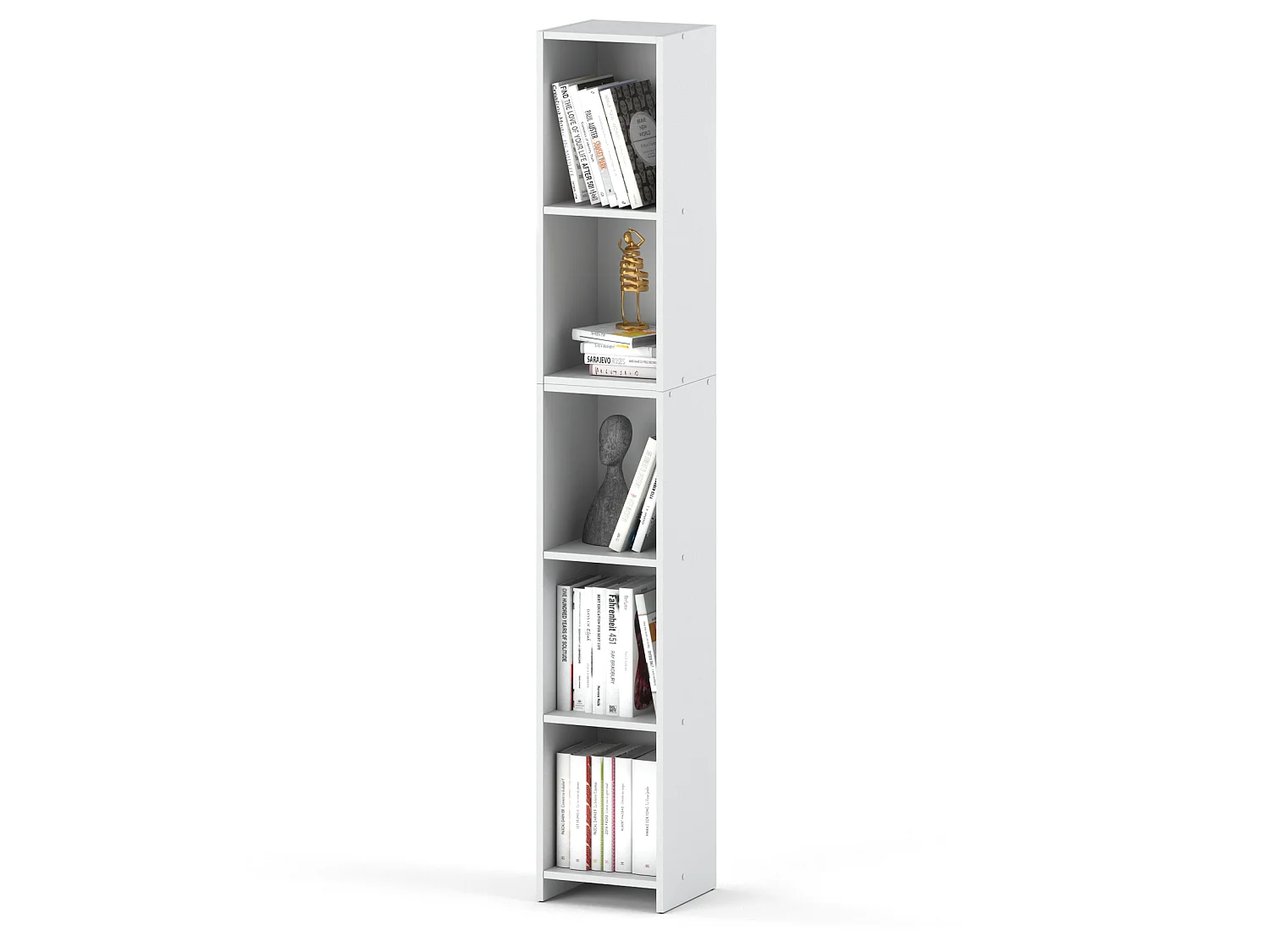Bibliothèque blanche 30x30x189cm avec 5 étagères, armoire pour classeurs