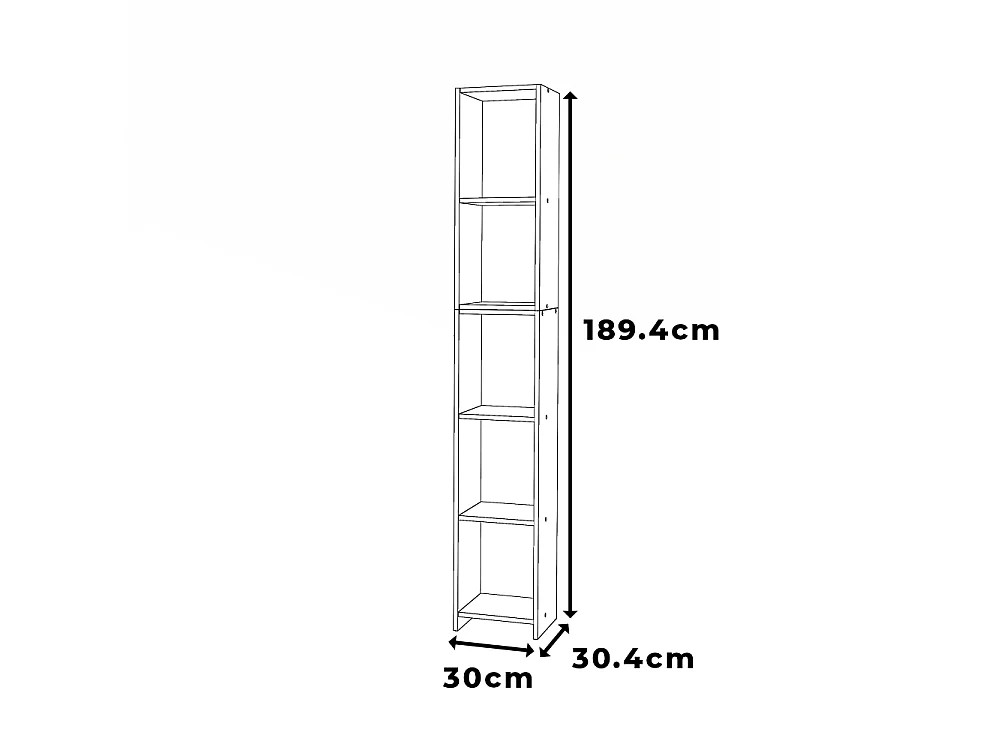 Bibliothèque Chêne Sonoma  30x30x189cm avec 5 étagères, armoire pour classeurs