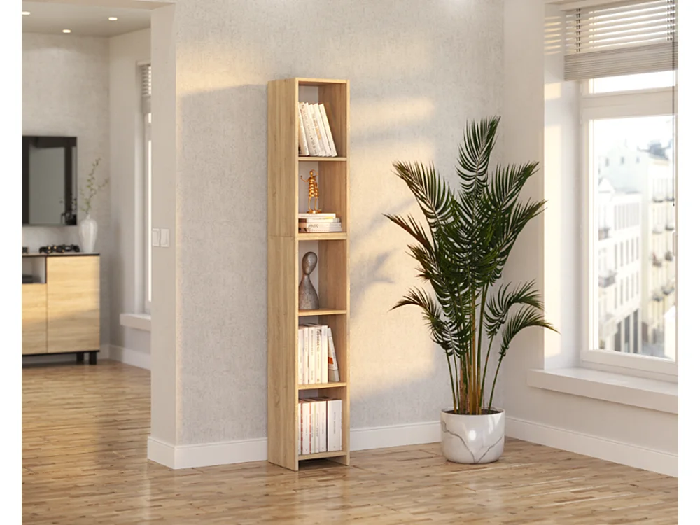 Bibliothèque Chêne Sonoma  30x30x189cm avec 5 étagères, armoire pour classeurs