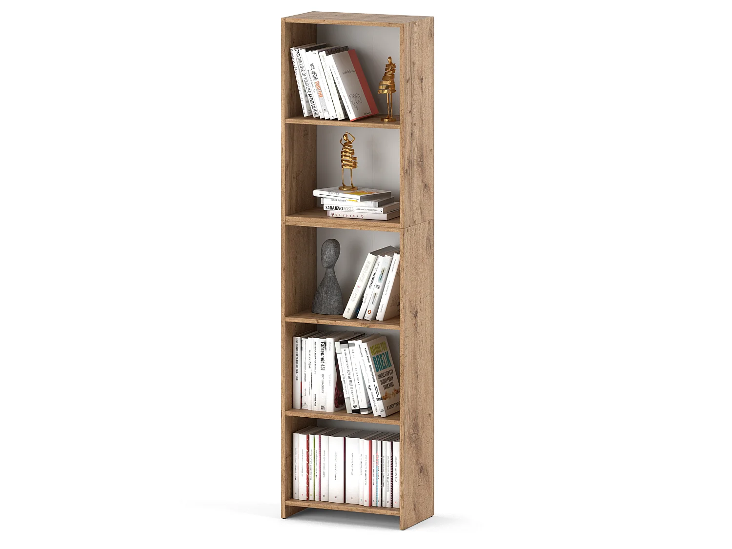 Étagère à livres  Chêne Wotan 50x30x189cmcm avec 5 étagères – Meuble de rangement pour classeurs et dossiers