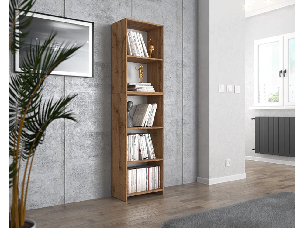 Étagère à livres  Chêne Wotan 50x30x189cmcm avec 5 étagères – Meuble de rangement pour classeurs et dossiers