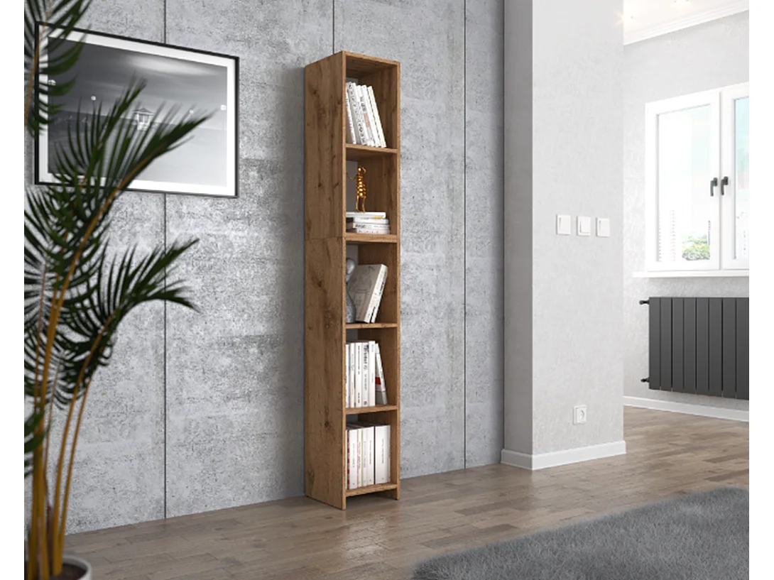 Bibliothèque chêne Wotan 30x30x189cm cm avec 5 étagères, armoire pour classeurs