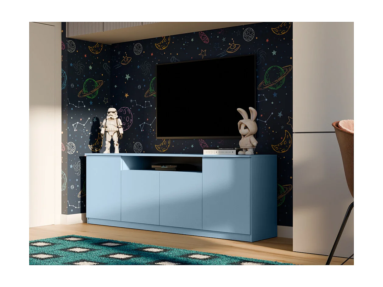 Commode moderne 200 cm avec système push-to-open, grande armoire de rangement pour salon quincaillerie de haute qualité
