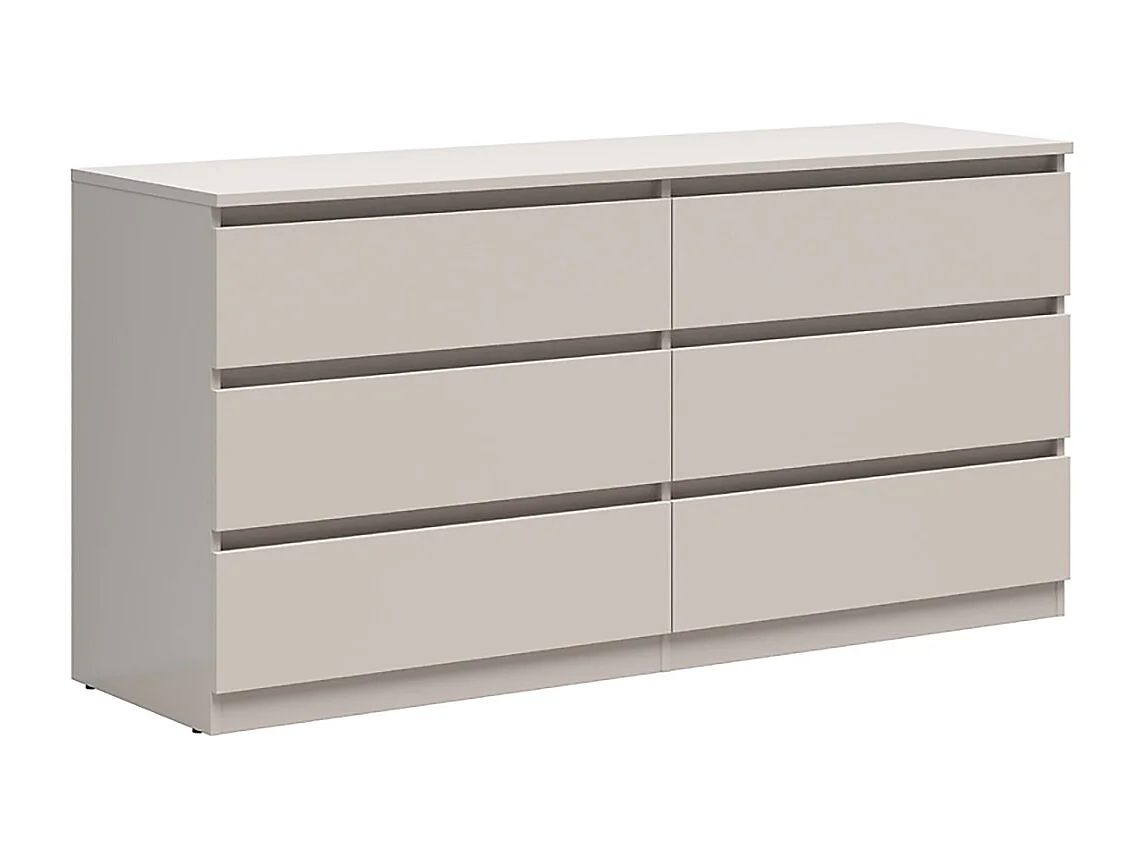 Commode à 6 tiroirs meuble de rangement coloris Beige - Longueur 150 x Profondeur 45 x Hauteur 75,5 cm
