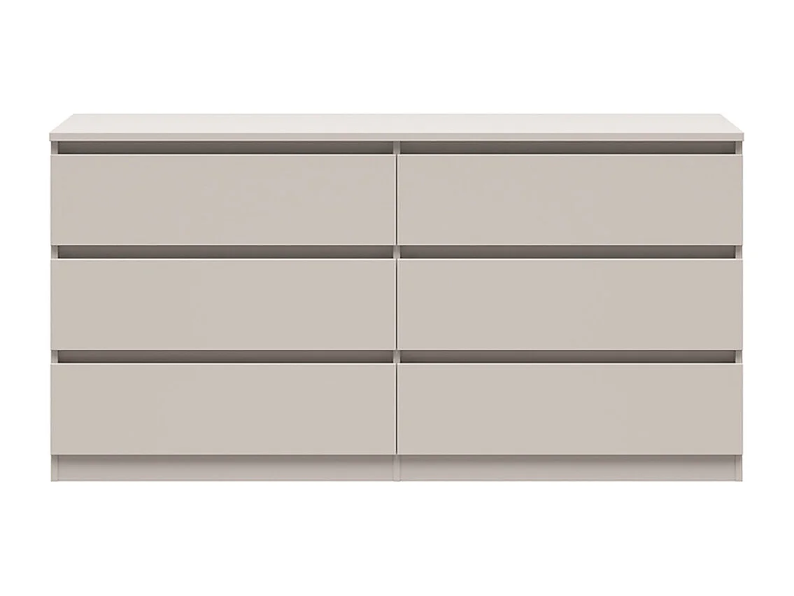 Commode à 6 tiroirs meuble de rangement coloris Beige - Longueur 150 x Profondeur 45 x Hauteur 75,5 cm