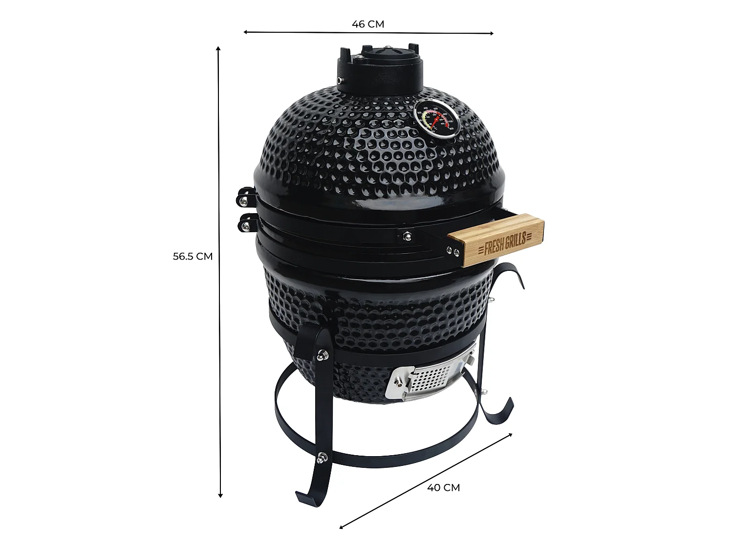Barbecue Kamado 33 cm Céramique & Stand Forme Œuf Charbon de Bois BBQ Portable