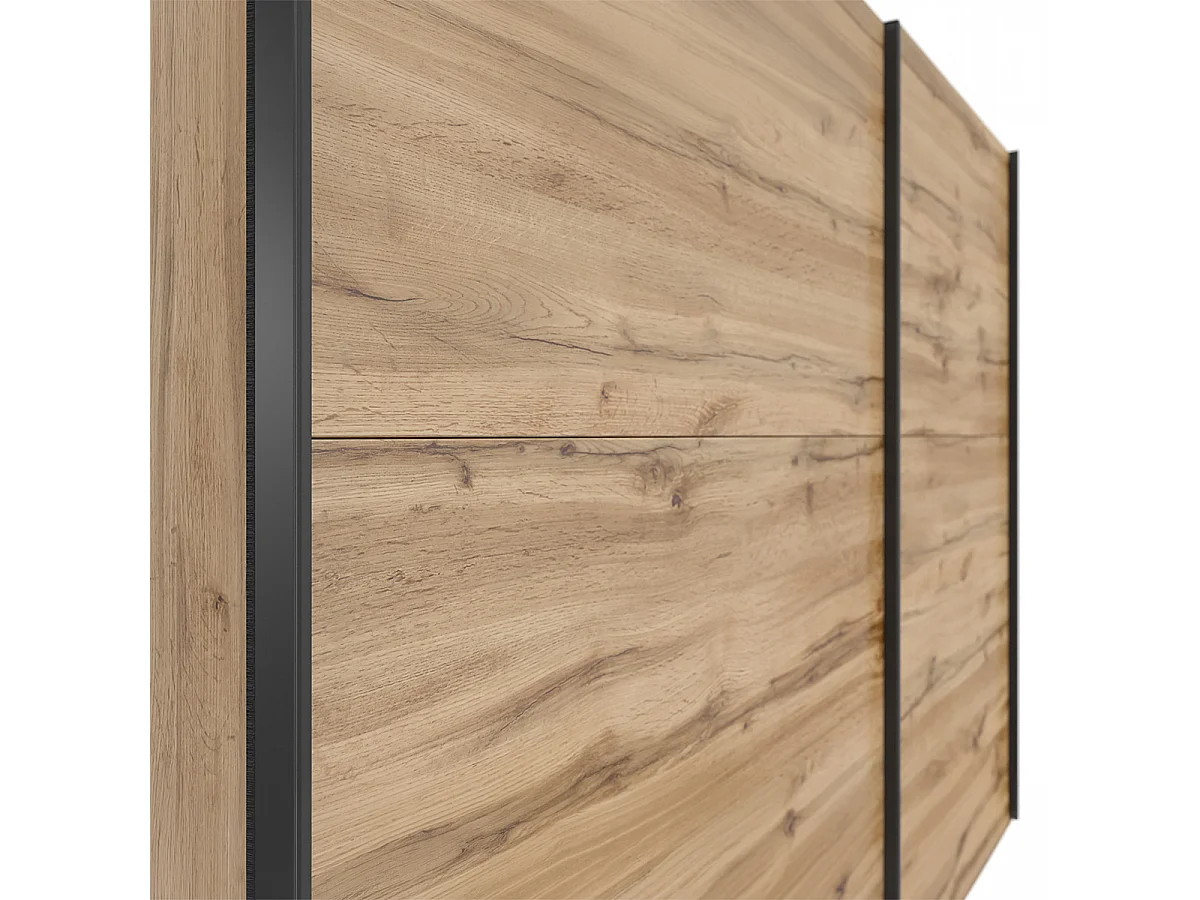 Armoire placard à 2 portes coulissantes coloris Chêne wotan - Longueur 183 x Profondeur 60 x Hauteur 195,5 cm