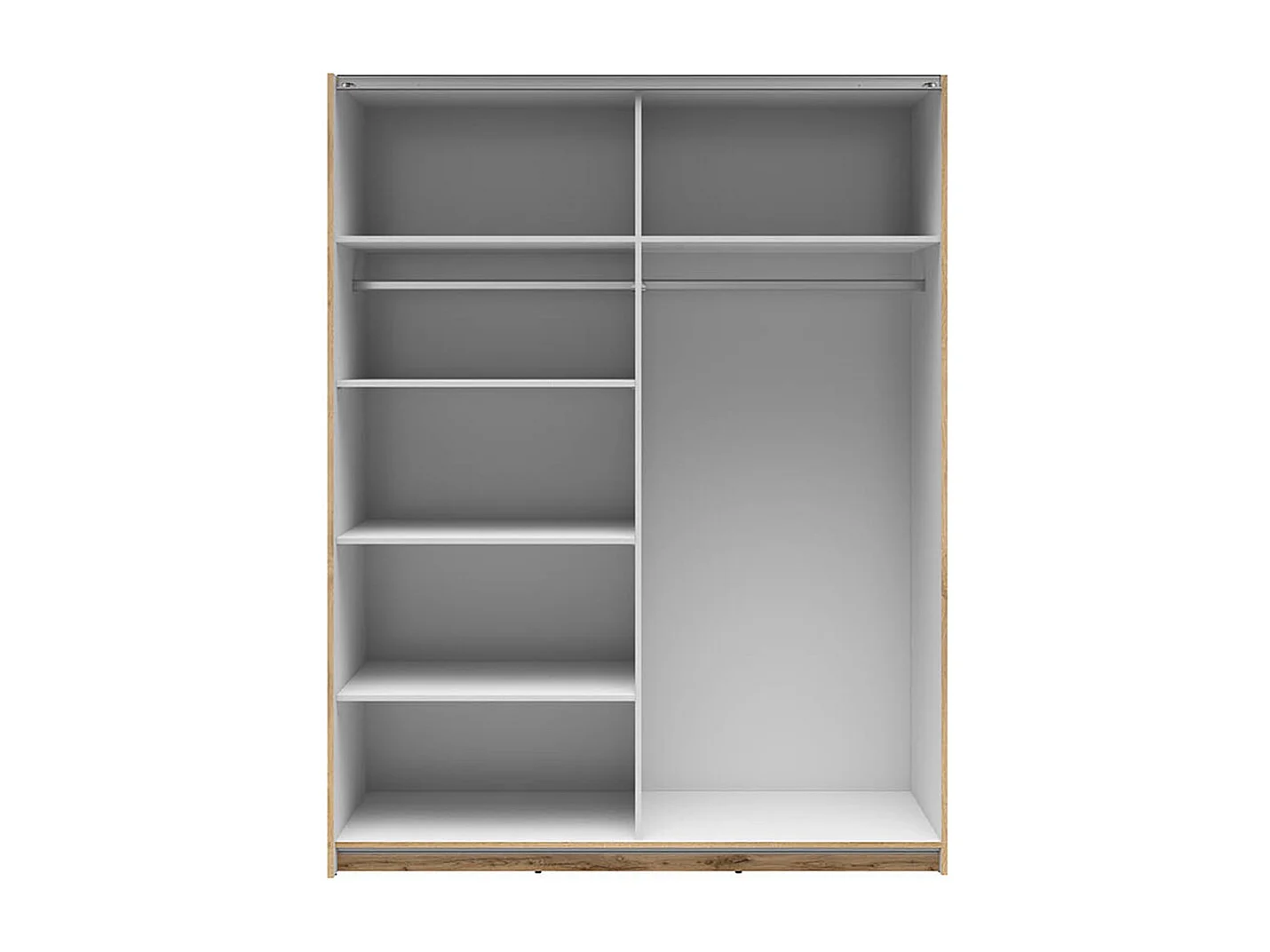 Armoire placard à 2 portes coulissantes avec miroir coloris Chêne wotan - Longueur 153,5 x Profondeur 60 x Hauteur 195,5 cm